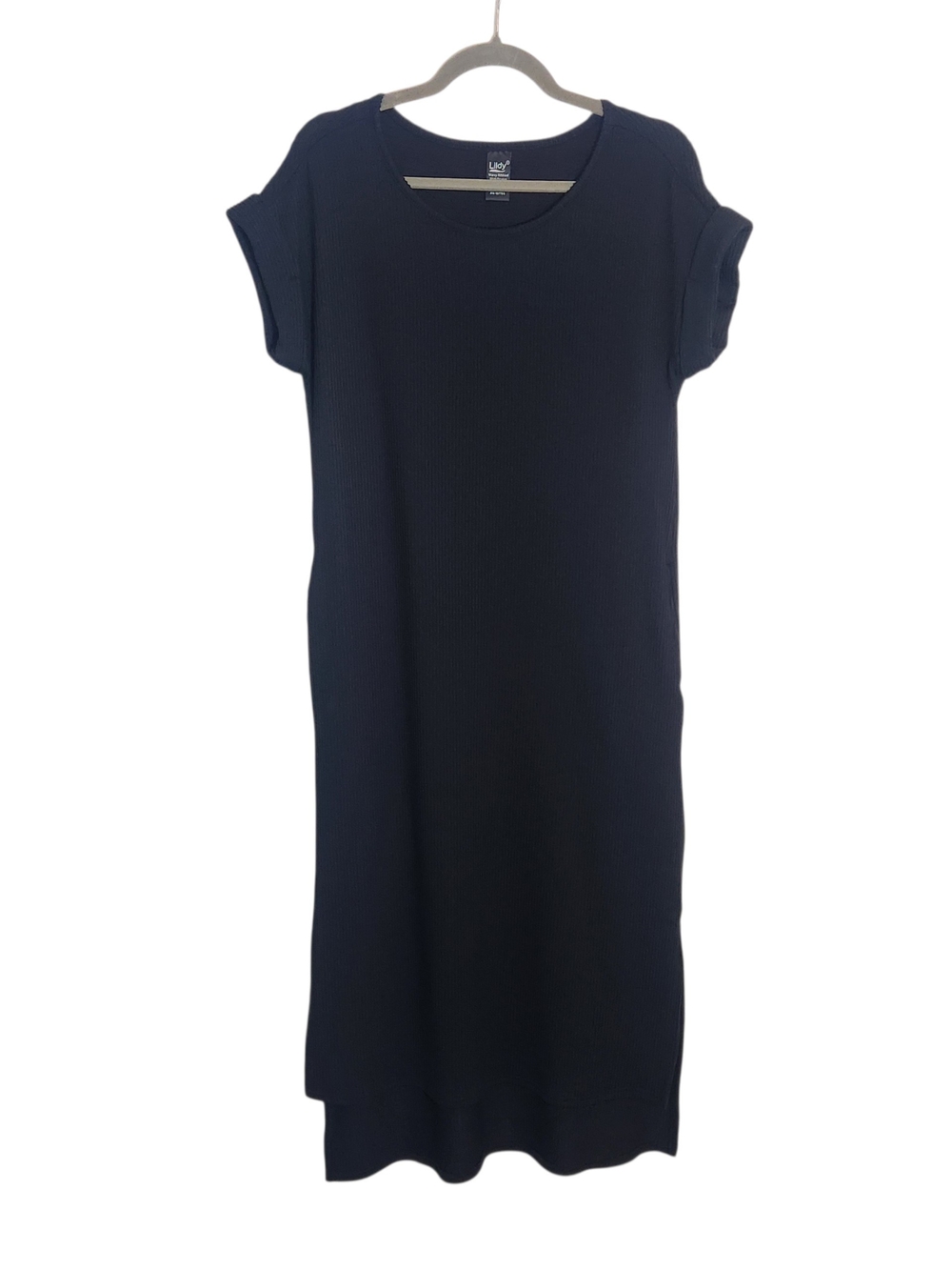 Lildy Black Wavy Ribbed Midi Dress Size Small/Medium